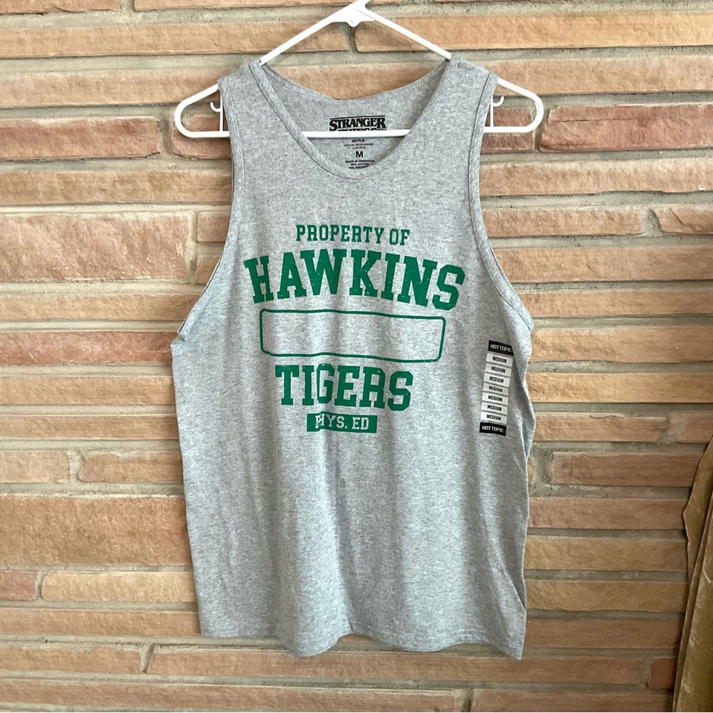 NWT Stranger Things Hawkins Tigers Athletic Tank Gray Medium